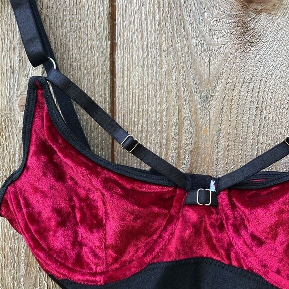 Velvet Bralette Christmas/holiday Cut-out Lingerie - Picture 2 of 4